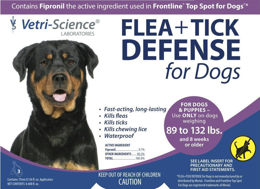 Vetri-Science Flea + Tick Defense for Dogs 89 - 132 Pound 3-PACK